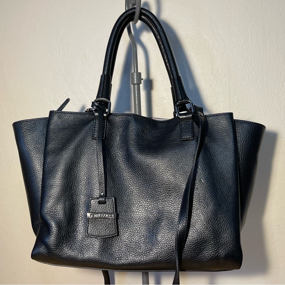 A. Bellucci Italian Leather Satchel Crossbody Bag Black Structured Organizer